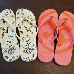 TORY BURCH BUNDLE FLIP FLOP SANDALS PINK AND WHITE